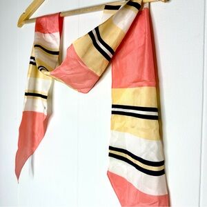 Vintage Echo Silk Striped Hair Tail Silk Scarf